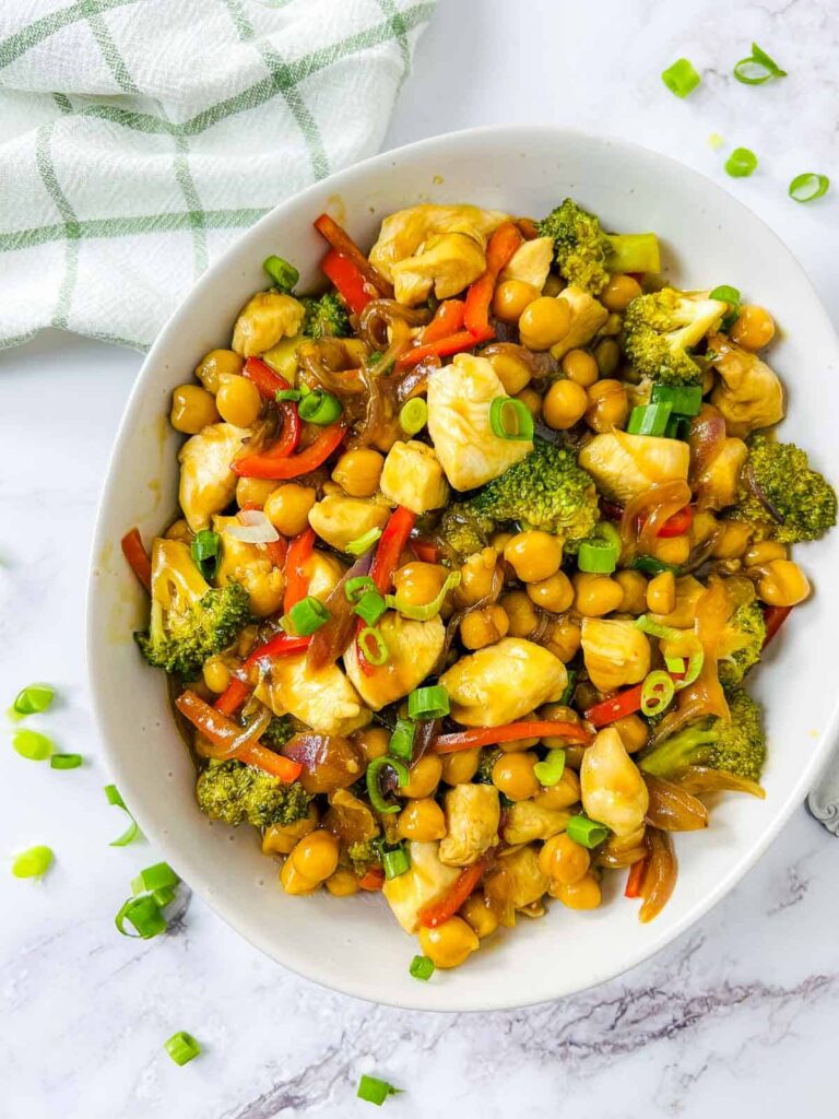 Spicy Ginger Chicken & Chickpea Stir-Fry